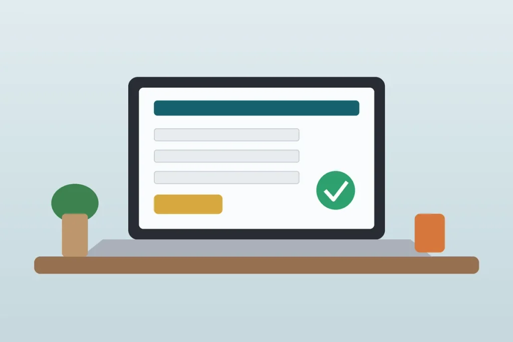 Laptop on a desk showing an approved online 401(k) loan request form