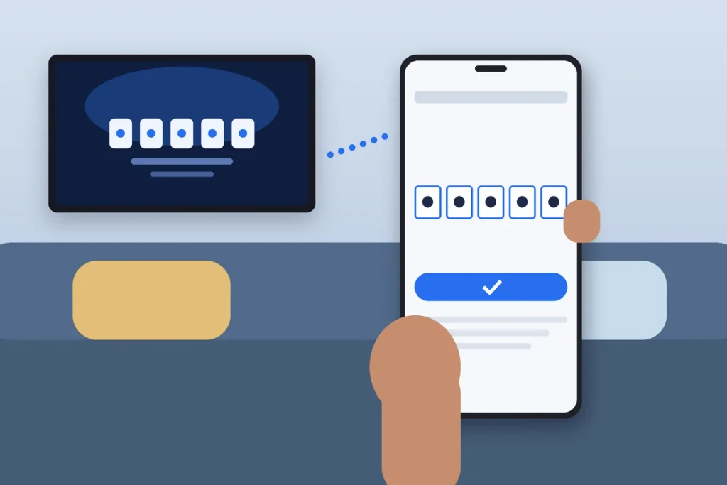 Hand entering the Sling TV activation code at sling.com/activate on a smartphone