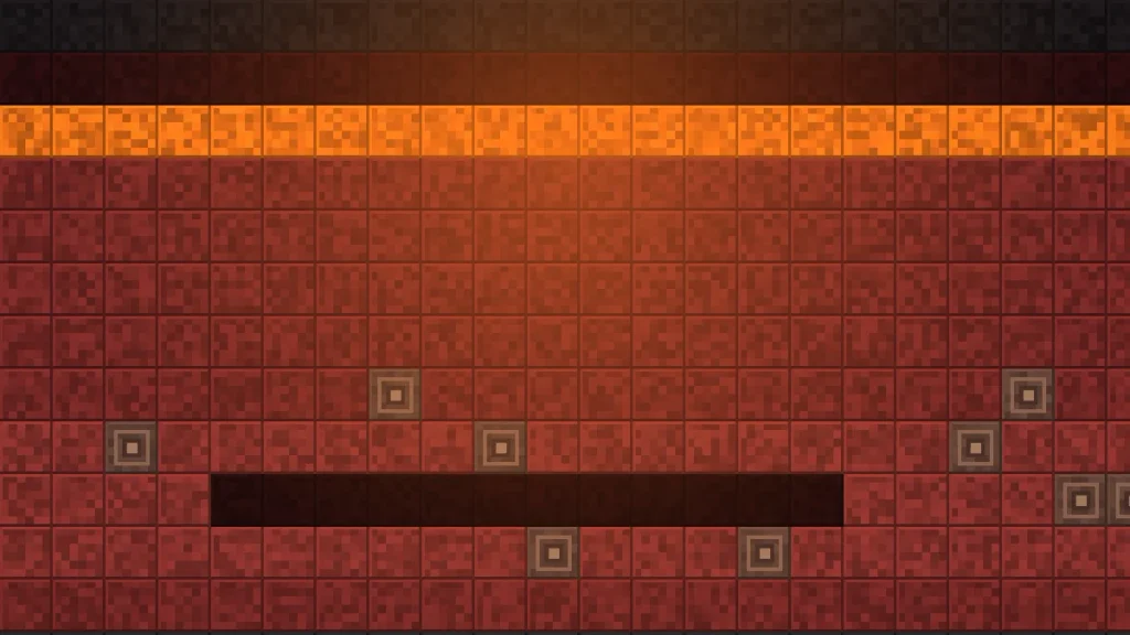Nether cross-section showing the best Y level for ancient debris near the bottom of the map