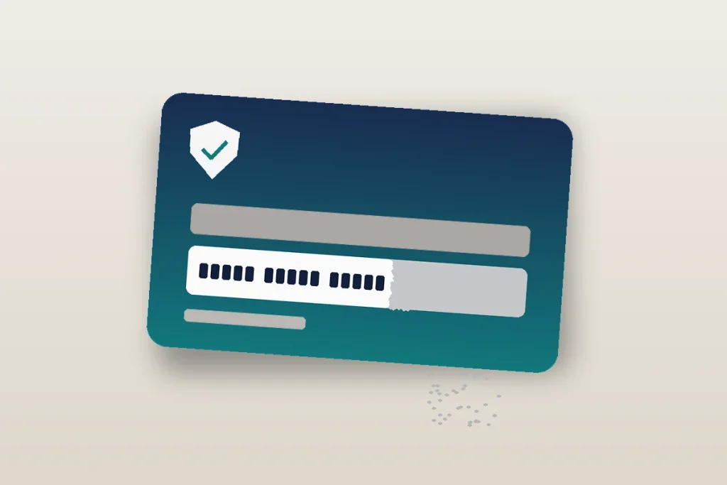 McAfee activation code on the back of a retail card with the scratch-off strip partly removed