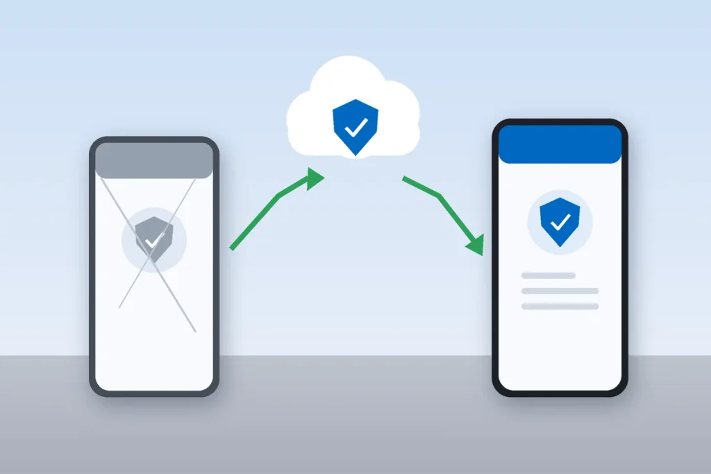 Microsoft Authenticator backup restoring accounts from an old phone to a new phone via the cloud