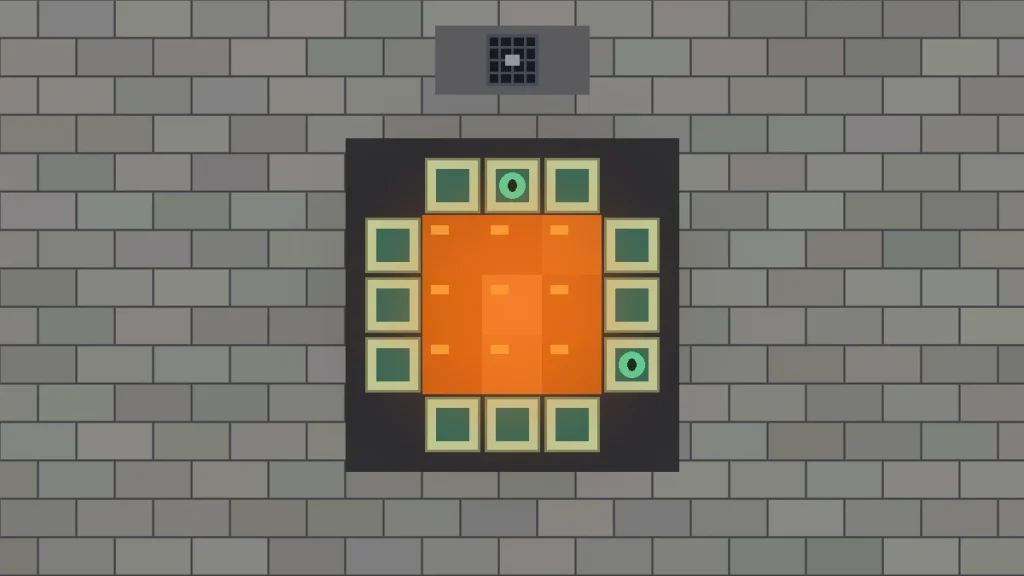 Top-down view of a Minecraft stronghold End portal room with 12 frames over lava and a silverfish spawner