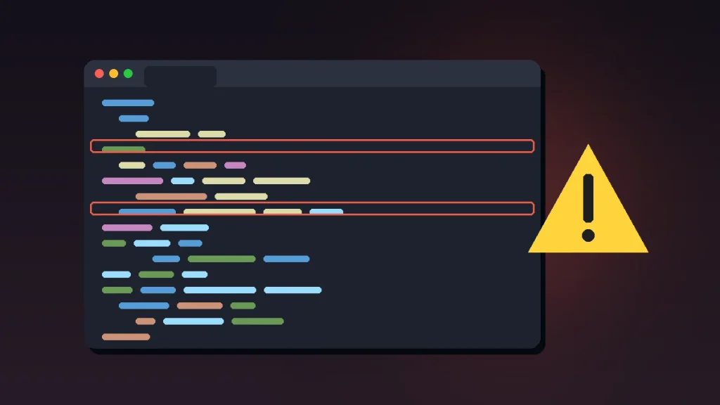 Code editor with highlighted warning lines showing common mistakes with Python libraries for web development