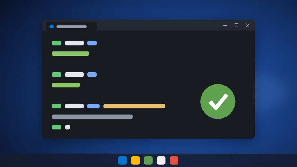 Windows Terminal confirming a successful Node.js install on Windows 11 with a green check mark